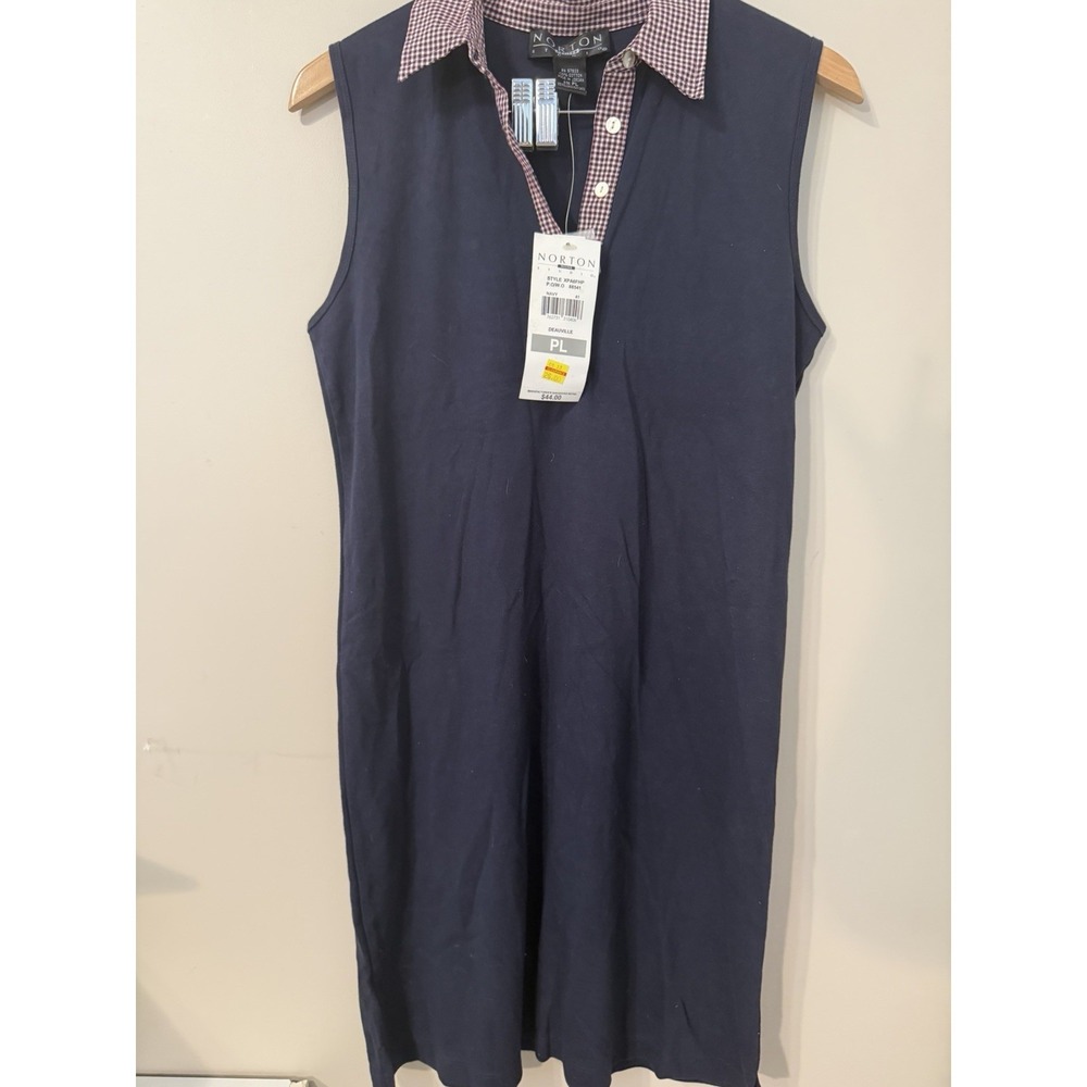 NWT Vintage Norton Studio Dress Women Large Petite Midi Relaxed Cottage Blue